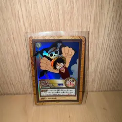 Bandai Authentic One Piece Card Luffy Otoko Tabidachi Old Back Rare Holographic - Image 1