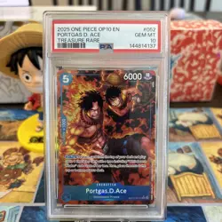 2025 One Piece OP10 En Treasure Rare #052 Portgas D. Ace PSA 10 GEM MINT - Image 1