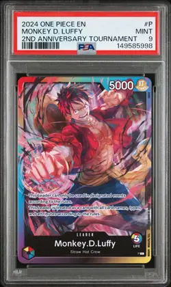 2024 ONE PIECE PROMOS P MONKEY D. LUFFY 2ND ANNIVERSARY TOURNAMENT PSA 9 - Image 1