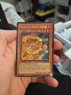 Yugioh Gladiator Beast Laquari LCGX-EN238 1st Secret Rare - Image 1