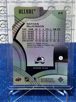 2021-22 UPPER DECK ALLURE NATHAN MACKINNON # 24 DIE CUT COLORADO AVALANCHE CARD - Image 2