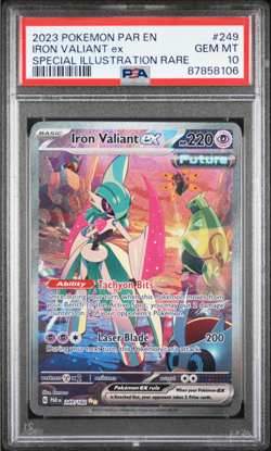 Pokemon TCG Iron Valiant EX Paradox Rift 249/182 Special Illustration Rare PSA10 - Image 3