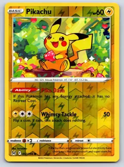 Pikachu 052/196 Reverse Holo - Pokemon : Lost Origin - Common - NM/M - kurumitsu - Image 1