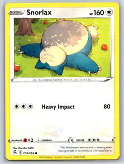 Snorlax 206/264 Common Fusion Strike Pokemon Lightly Played - Image 1