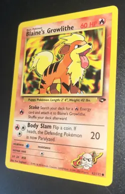 Blaine's Growlithe 62/132 Common Gym Heroes Pokemon Card - Image 1
