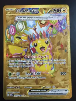 Pokemon TCG SV08 Surging Sparks Pikachu EX Hyper Rare Gold Holo Card 247/191 - Image 1
