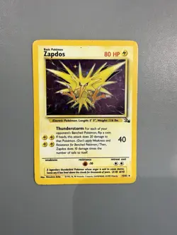 Zapdos 15/62 Original Holo Rare Fossil Set Pokemon Card 1999 WOTC TCG - Image 1