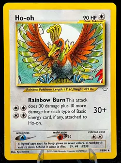 Ho-Oh 16/64 LP Non Holo Rare Aya Kusube Sketch Art Neo Genesis Pokemon Card! - Image 1