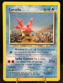 Corsola 37/75 MP Non Holo~ Adorable Yuka Morii Clay Doll Art Pokemon Card! - Image 1