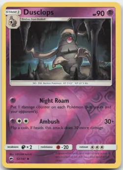 Dusclops 52/147 Reverse Holo SM - Burning Shadows Pokemon Card NM - Image 1