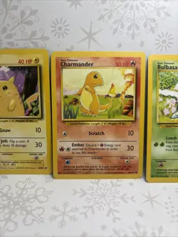 Lot Of 4 Pokemon Cards - Base Set Starters LP/MP As Pictured - Image 3