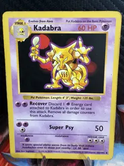 Kadabra 32/102 Base Set Shadowless Pokemon Card WOTC 1999 MP Vintage - Image 1