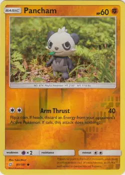 Pancham 81/181 Reverse Holo Team Up Pokemon Card NM - Image 1
