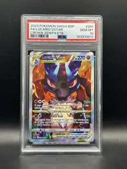 PSA 10 GEM MINT Lucario VSTAR Promo SWSH291 Crown Zenith ETB Pokemon Card - Image 1