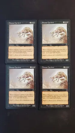 MTG Magic **DISEASE CARRIERS (x4)** Urza's Destiny, Playset, English, Light Play - Image 1