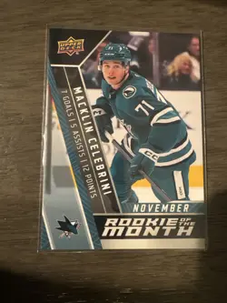 2024-25 Upper Deck Game Dated Moments - Rookie of the Month Macklin Celebrini - Image 1