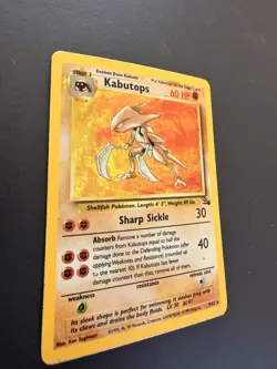 Kabutops 9/62 Fossil Set Holo Rare Vintage Pokemon Card WOTC 1999 TCG MP - Image 2
