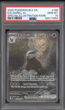 Excadrill ex 2025 Pokemon Black Bolt SIR 168/086 PSA 10 - Image 1