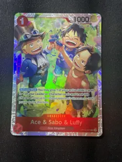 Ace & Sabo & Luffy OP13-007 Super Rare Carrying On His Will One Piece Foil NM - Image 1