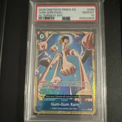 Namco 2025 One Piece CCG Gum-Gum Rain OP02-068 Alt Art Foil Rare PSA 10 - Image 1