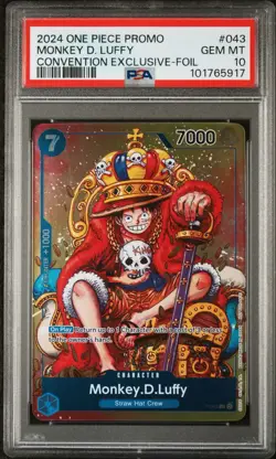 ONE PIECE MONKEY D. LUFFY 2024 PROMOS #043 CONVENTION EXCLUSIVE-FOIL PSA 10 - Image 1