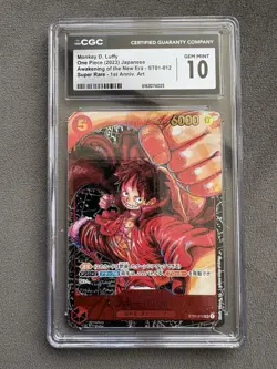 CGC 10 Gem Mint Japanese Monkey D. Luffy ST01-012 1st Anniv. Art One Piece - Image 1