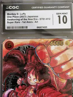 CGC 10 Gem Mint Japanese Monkey D. Luffy ST01-012 1st Anniv. Art One Piece - Image 3
