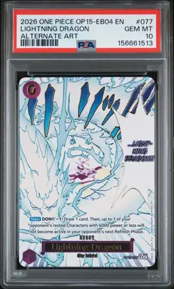 2026 ONE PIECE OP15-EB04-ADVENTURE ON KAMI'S ISLAND #077 LIGHTNING DRAGON PSA 10 - Image 1