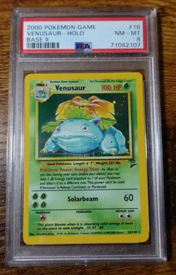 Venusaur 18/130 PSA 8 Base Set 2 Holo Rare 2000 Pokemon Card Graded - Image 1