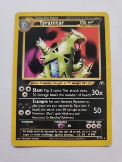 Pokemon TCG Tyranitar Neo Discovery Unlimited Rare Card 31/75 - Image 2