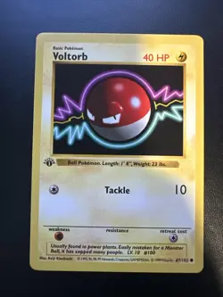Voltorb 67/102 1st Edition Shadowless NM - Near Mint Base Set Pokemon Card - Image 1