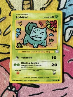 Somethingmon by KaijinArt - Bobaso (Bulbasaur) - Non-Holo Fan Art Card - Image 1