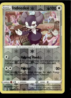 Pokemon Indeedee 056/072 Shining Fates Reverse Holo Rare 2 Card Lot - Image 1