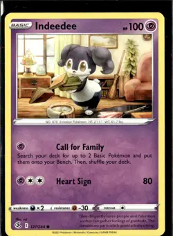 Pokemon Indeedee 127/264 Fusion Strike Non Holo Common 5 Card Lot - Image 1