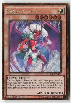 Yugioh - Santa Claws PGL2-EN021 1st Edition - Gold Secret Rare - Image 1