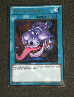 Yu-Gi-Oh! TCG Pot Of Avarice GLD4-EN040 Gold Rare Limited Ed Near Mint - Image 1