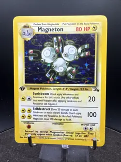 Magneton 11/62 1st Edition Fossil Set Rare Holo Foil Pokemon 1999 Card - Image 1
