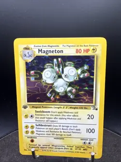 Magneton 11/62 1st Edition Fossil Set Rare Holo Foil Pokemon 1999 Card - Image 2