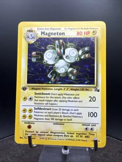 Magneton 11/62 1st Edition Fossil Set Rare Holo Foil Pokemon 1999 Card - Image 3