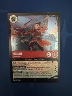 Disney Lorcana TCG Mulan Elite Archer Cold Foil 224/204 Illumineer's Quest - Image 1
