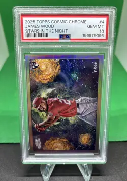 2025 TOPPS COSMIC CHROME #4 JAMES WOOD RC STARS IN NIGHT PSA 10 💎 🔥POP 19🔥 - Image 3