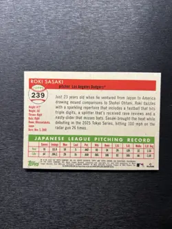 2025 Topps Chrome Platinum Roki Sasaki RC Toile Cream/Rose Gold Refractor #/75 - Image 2