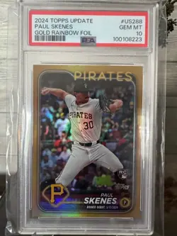 2024 Topps Update Series - Paul Skenes Rc #US288 Gold Rainbow Foil Psa 10 - Image 1