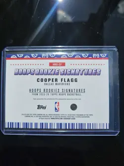 Topps 2025-26 Hoops Cooper Flagg Rookie Signatures Auto HRS-CF Mavericks - Image 2
