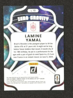 2025-26 Donruss Road to FIFA World Cup 26 Zero Gravity Red Lamine Yamal #10 - Image 2