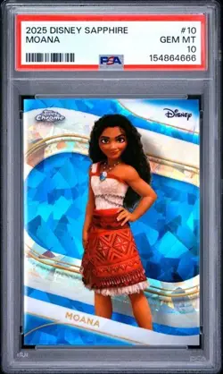 2025 Topps Chrome Disney Sapphire #10 Moana PSA 10 - Image 1