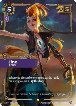 Jinx - Rebel (Alt Art) 202a/298 - Riftbound Origins (OGN) ENGLISH SHOWCASE NM/M - Image 1