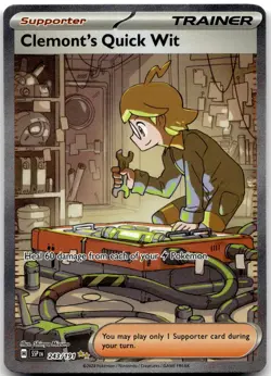 Clemont's Quick Wit 243/191 Surging Sparks Pokemon Holo LP - Image 2