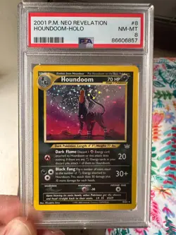 Pokemon TCG Houndoom Neo Revelation Holo Card 8/64 Unlimited Vintage PSA 8 - Image 1