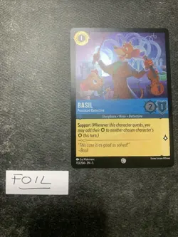 Disney Lorcana TCG Basil 153/204 Shimmering Skies Cold Foil NM Card - Image 1